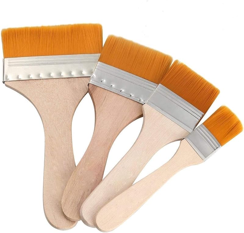 Professional Paint Brushes Set - Small & Big Wooden Art Brushes Sizes 2,4,6,8 - Different Sizes for Arts & Crafts - Set of 4 Paint Brushes