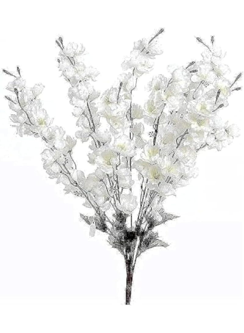 SOFIX Artificial Peach Blossom Flower Bouquet (Red, White) - Image 1