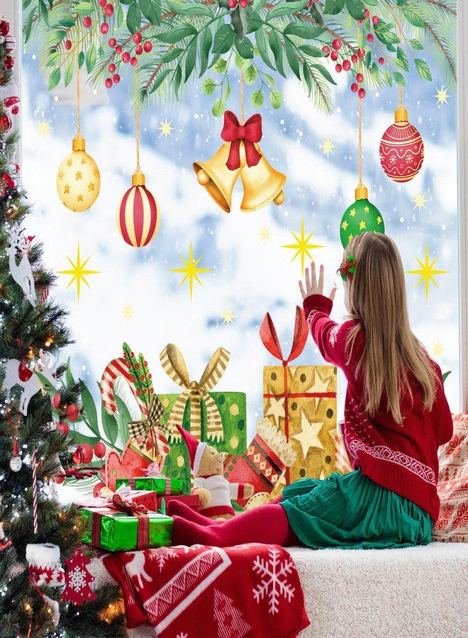 وولاين مجموعة ملصقات نوافذ عيد الميلاد من والين، 9 أوراق، بتصميم ألوان مائية لأوراق التوت البري وكرة عيد الميلاد، ملصقات زجاجية مزدوجة الجوانب قابلة لإعادة الاستخدام، مناسبة لتزيين المنزل والفصول الدراسية والمكاتب والحفلات - Image 2