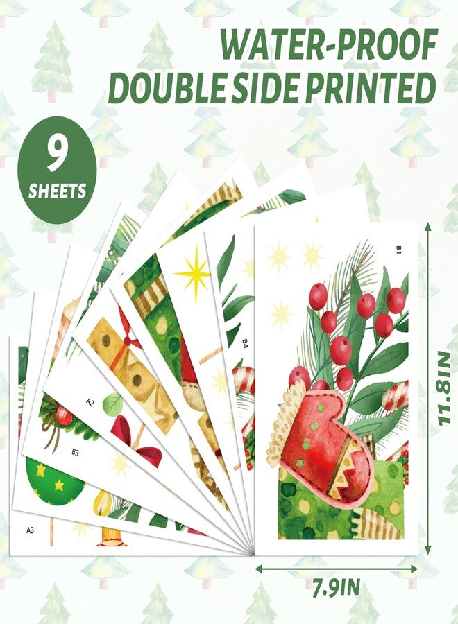 وولاين مجموعة ملصقات نوافذ عيد الميلاد من والين، 9 أوراق، بتصميم ألوان مائية لأوراق التوت البري وكرة عيد الميلاد، ملصقات زجاجية مزدوجة الجوانب قابلة لإعادة الاستخدام، مناسبة لتزيين المنزل والفصول الدراسية والمكاتب والحفلات - Image 5
