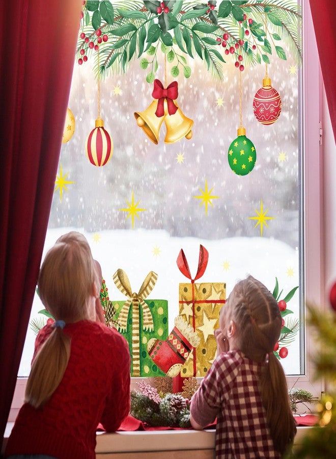 وولاين مجموعة ملصقات نوافذ عيد الميلاد من والين، 9 أوراق، بتصميم ألوان مائية لأوراق التوت البري وكرة عيد الميلاد، ملصقات زجاجية مزدوجة الجوانب قابلة لإعادة الاستخدام، مناسبة لتزيين المنزل والفصول الدراسية والمكاتب والحفلات - Image 4