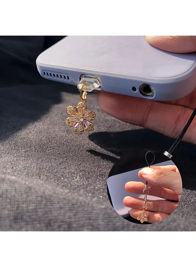 سباركلي بينك زركونيا زهرة غبار الهاتف سدادة قلادة لآيفون 6 14 هدية عيد الحب - Image 1