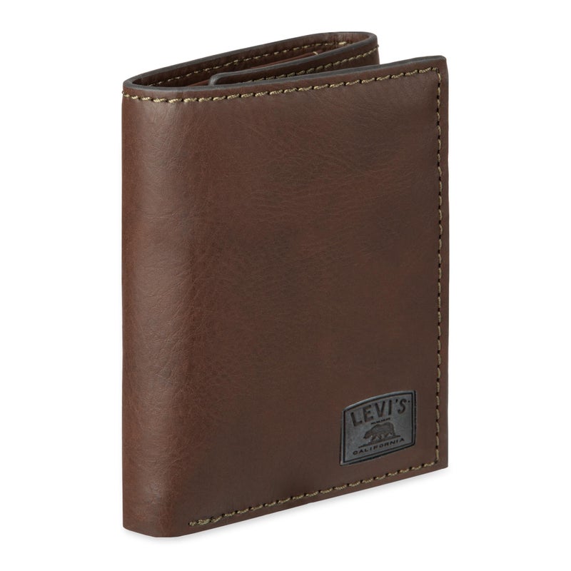 Levi's Men's Trifold Wallet-Sleek and Slim Includes Id Window and Credit Card Holder, Brown Stitch, One Size - Image 2