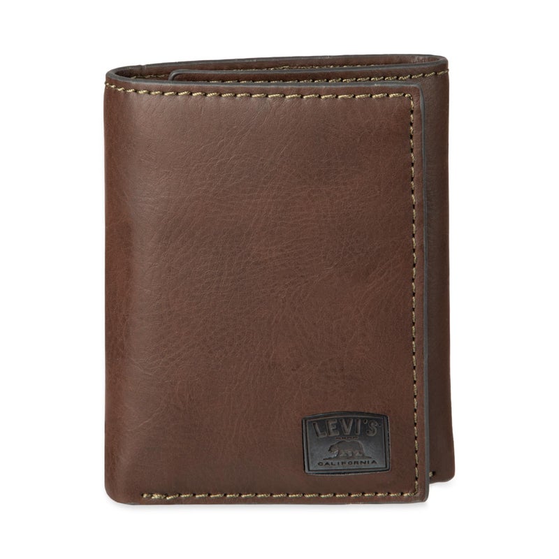 Levi's Men's Trifold Wallet-Sleek and Slim Includes Id Window and Credit Card Holder, Brown Stitch, One Size - Image 1