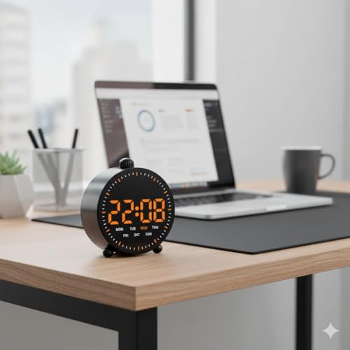 Niyam Countdown Timer LED Digital Alarm Clock with Stopwatch Large Display Bedside Desk Clock for Home & Office (Black RD9013) - Image 2