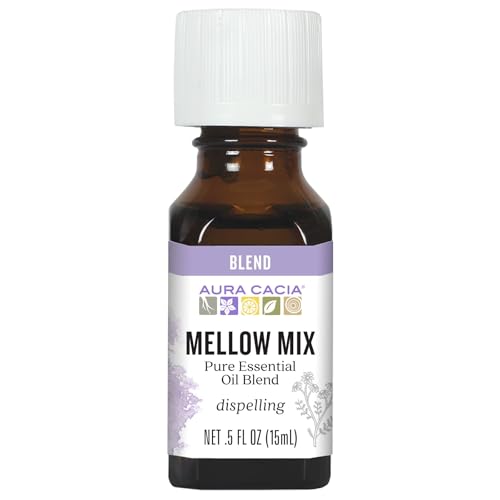 Aura Cacia Mellow Mix Essential Oil Blend | Lavender, Sandalwood, Lemon, Petitgrain, Roman Chamomile, Neroli - Calming Aromatherapy for Diffusion, Topical Use | 0.5 Fl Oz (Pack of 1) - Image 1