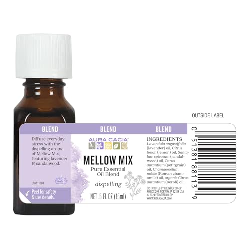 Aura Cacia Mellow Mix Essential Oil Blend | Lavender, Sandalwood, Lemon, Petitgrain, Roman Chamomile, Neroli - Calming Aromatherapy for Diffusion, Topical Use | 0.5 Fl Oz (Pack of 1) - Image 5