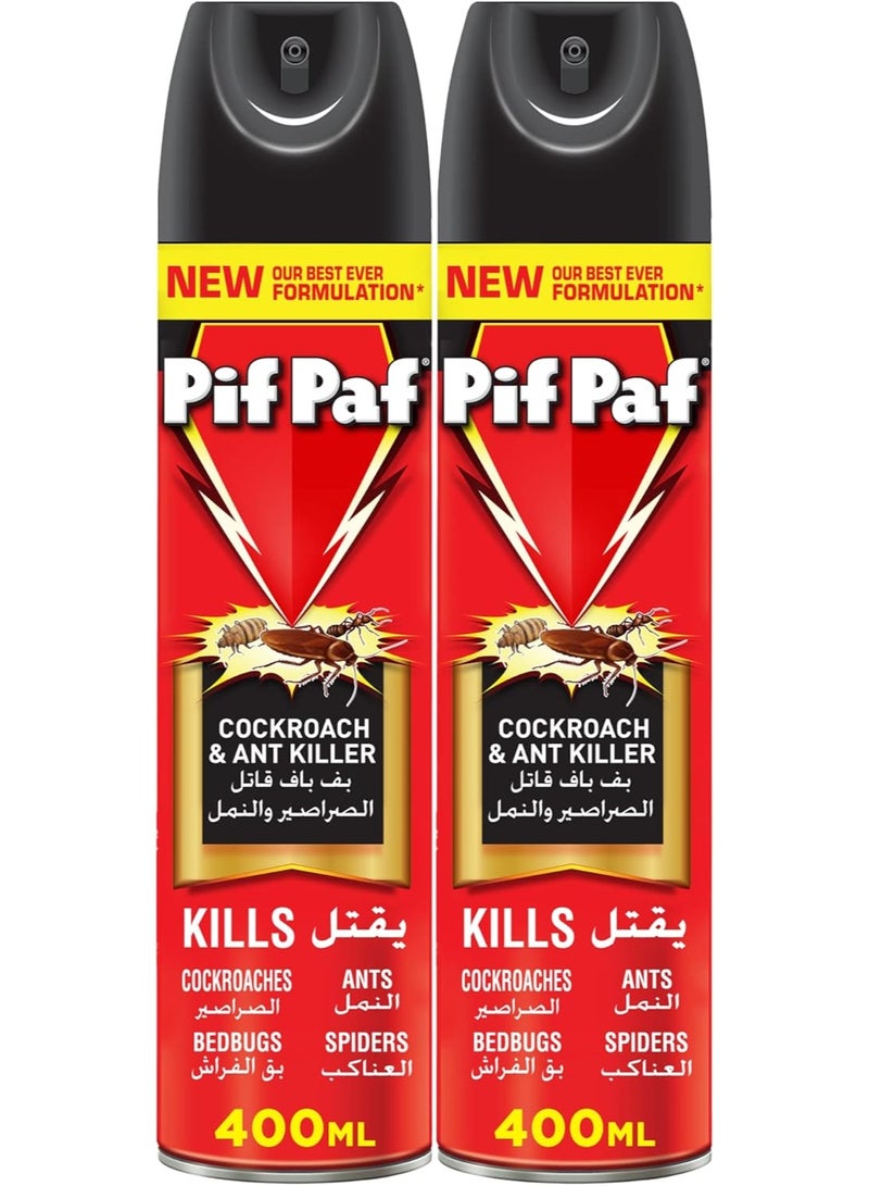 Pif Paf Cockroach & Ant Killer Spray 400ml Pack of 2  - Image 1