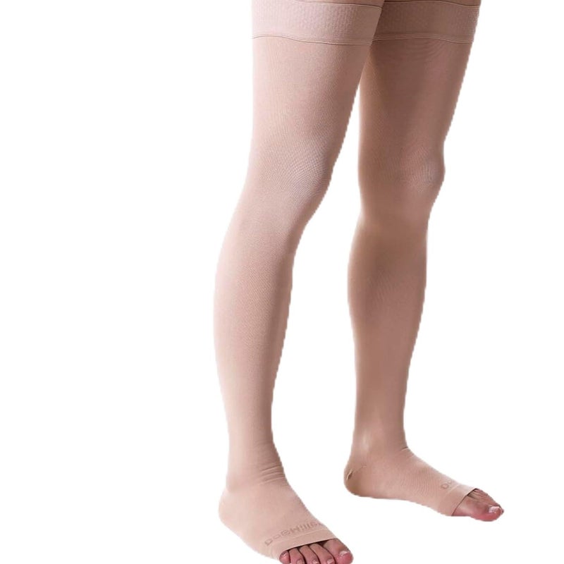 Doc Miller Thigh High Compression Socks Open Toe 2030mmHg for Varicose Veins Calf Leg Ankle Support Pregnancy Maternity Stockings Small to Plus Size