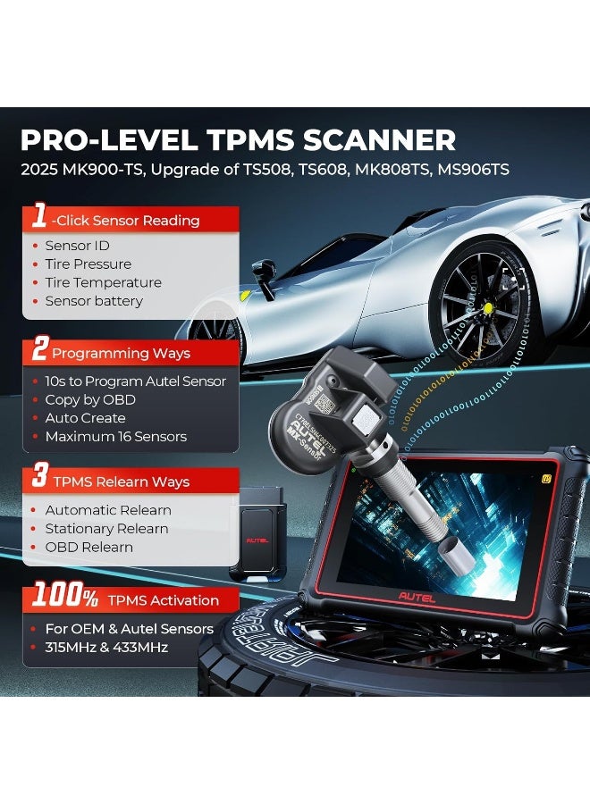 Autel MaxiCOM MK900-TS TPMS Scanner, 2024 Bidirectional Tool - Image 4