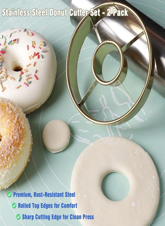 CZXNBI 2 Pack Stainless Steel Donut Cutter Set, 3.86 Inch - Professional Baking Tool for Perfect Homemade Donuts, Bagels, Biscuits & Cookies, Dishwasher Safe - Image 2