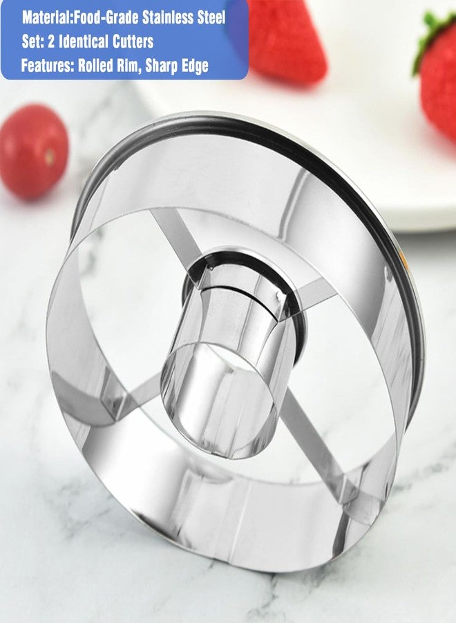 CZXNBI 2 Pack Stainless Steel Donut Cutter Set, 3.86 Inch - Professional Baking Tool for Perfect Homemade Donuts, Bagels, Biscuits & Cookies, Dishwasher Safe - Image 4