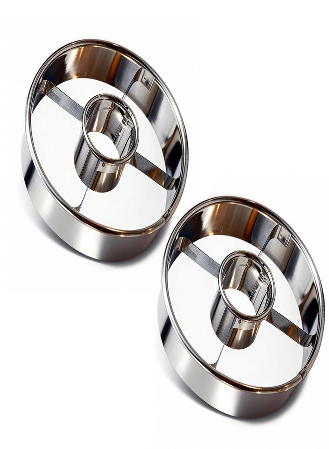 CZXNBI 2 Pack Stainless Steel Donut Cutter Set, 3.86 Inch - Professional Baking Tool for Perfect Homemade Donuts, Bagels, Biscuits & Cookies, Dishwasher Safe - Image 1