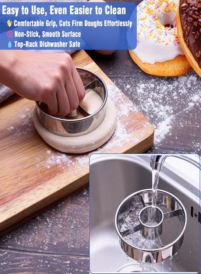 CZXNBI 2 Pack Stainless Steel Donut Cutter Set, 3.86 Inch - Professional Baking Tool for Perfect Homemade Donuts, Bagels, Biscuits & Cookies, Dishwasher Safe - Image 5