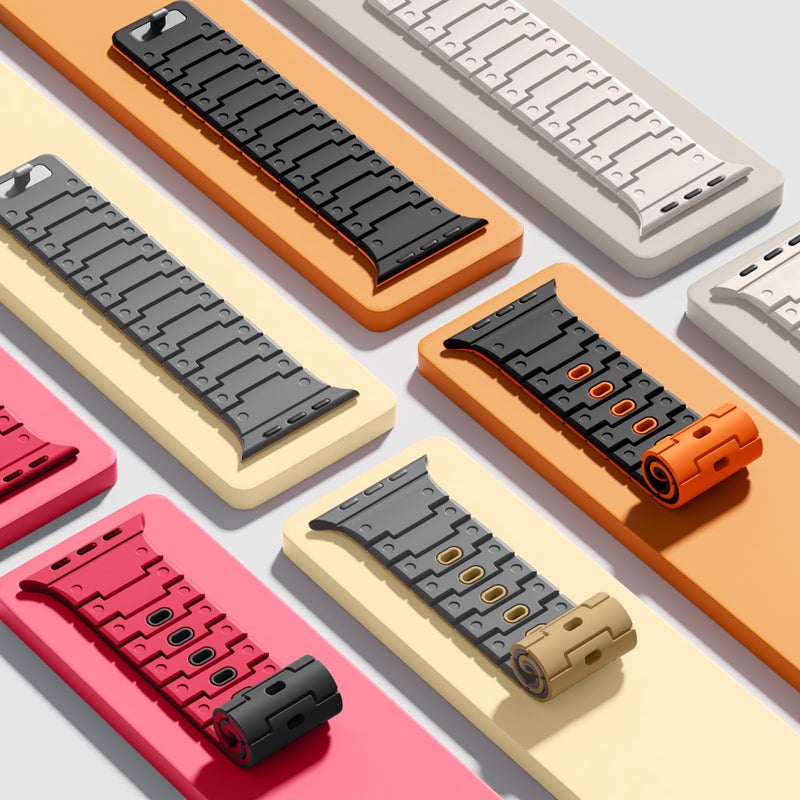 Bandletic Watchband Compatible with Apple Watch Ultra Band/Apple Watch Ultra 2 Band - Durable Silicone Magnetic Bands for iWatch Series 11 10 46mm, 9/8/7 45mm, SE3/6/5/4 44mm, 3/2/1 42mm, Black/Orange - Image 3