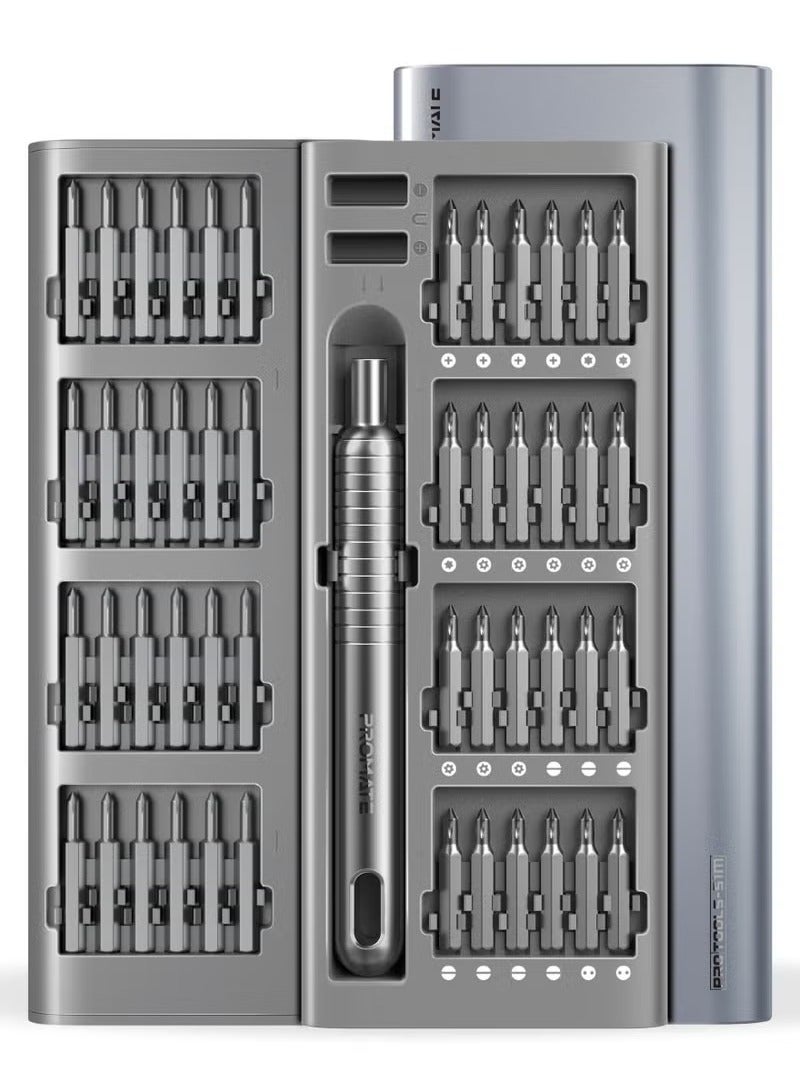 Promate Screwdriver Set, Premium 51-in-1 Aluminum Alloy Precision Screwdriver Kit with 48 S2 Steel Bits, Anodic Oxidation, Magnetic Storage Box, Pop-up Case and Durable Construction  - Image 2