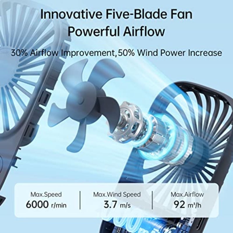 Handheld Mini Lash Fan with Bracket, Small Portable USB Rechargeable Personal Makeup/Eyelash Fan with 3 Speeds for Women Mom Girls Office Outdoor Travel - Image 3