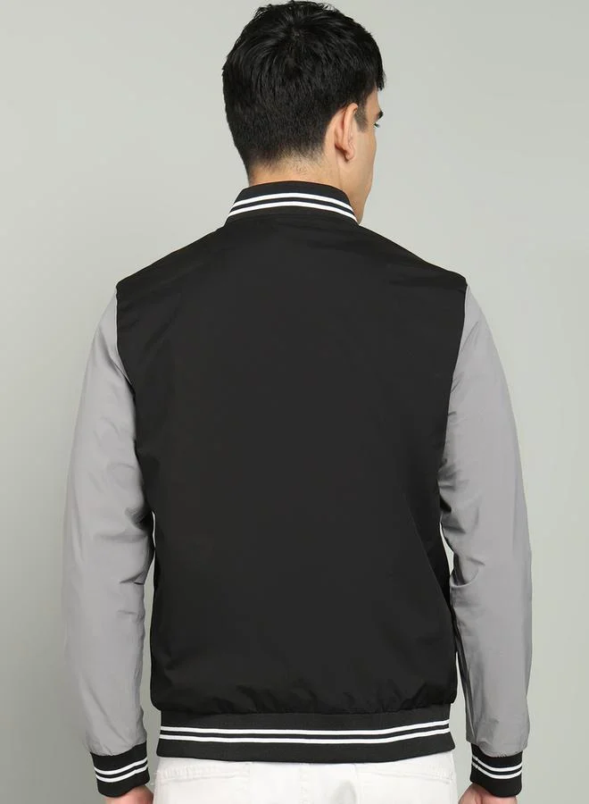 فورت كولينز Color Block Buttoned Varsity Jacket by Styli