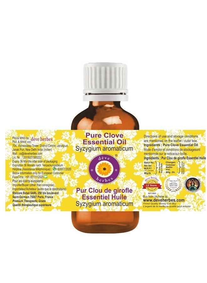 Pure Clove Essential Oil (Syzygium aromaticum) 100% Therapeutic Grade Steam Distilled 15ml (0.50 oz)