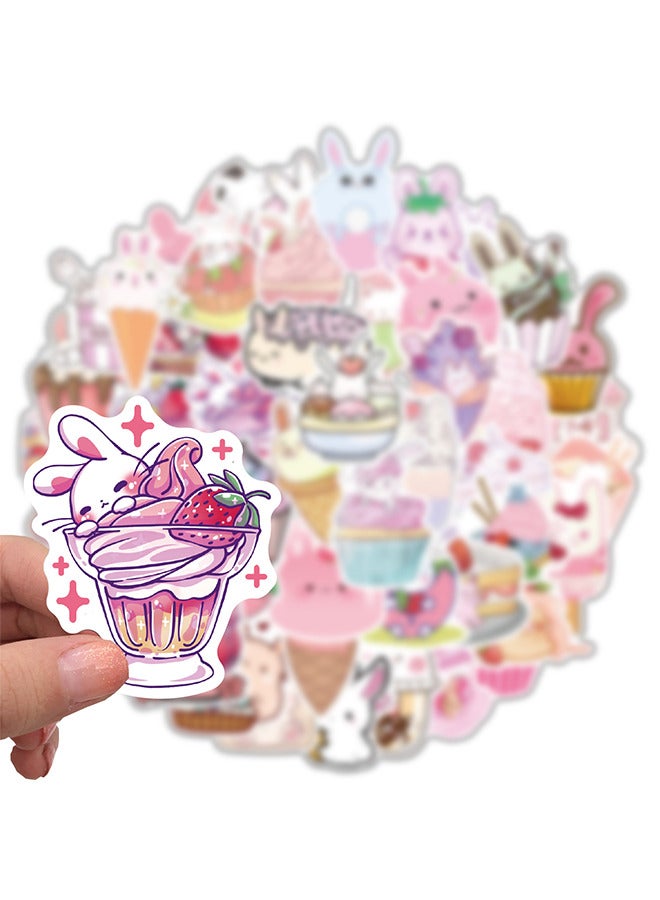 Kawaii أرنب ملصقات بنات الوردي, هدية للأطفال المراهقين الكبار أطفال, ماء جميل ملصقات الكرتون سجل القصاصات زجاجة المياه Vsco كمبيوتر محمول لوح التزلج مجلة دراجة DIY الشارات - Image 5