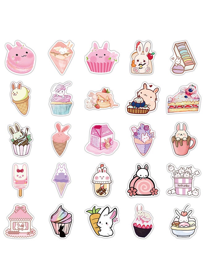 Kawaii أرنب ملصقات بنات الوردي, هدية للأطفال المراهقين الكبار أطفال, ماء جميل ملصقات الكرتون سجل القصاصات زجاجة المياه Vsco كمبيوتر محمول لوح التزلج مجلة دراجة DIY الشارات - Image 3