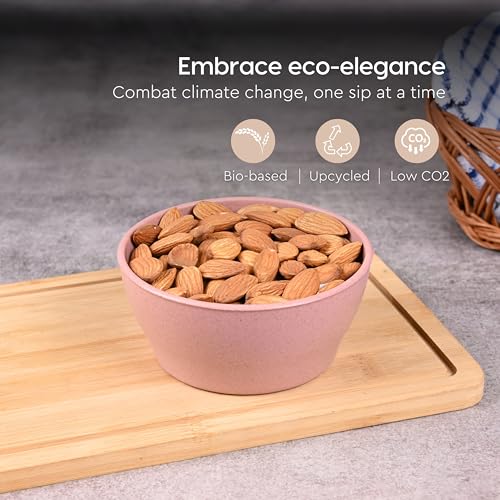Eha Earth Friendly Elara Curry Bowls | 275 ml | Microwave Safe Bowl Set (Reheat) | Snack Bowl Made with Rice Husk Biocomposite| for Hot & Cold Serving Bowl Set | Set of 4 | Multicolor - Image 3