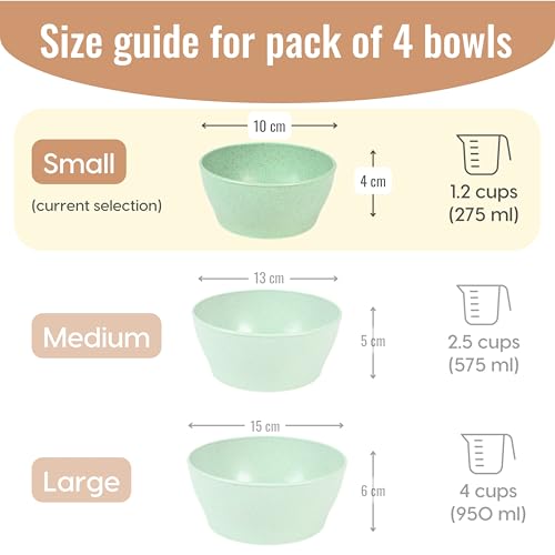 Eha Earth Friendly Elara Curry Bowls | 275 ml | Microwave Safe Bowl Set (Reheat) | Snack Bowl Made with Rice Husk Biocomposite| for Hot & Cold Serving Bowl Set | Set of 4 | Multicolor - Image 2