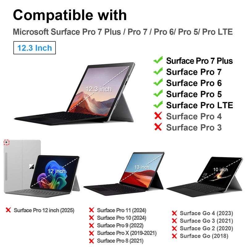 Fintie حافظة فينتي لجهاز مايكروسوفت سيرفيس برو 7 بلس بحجم 12.3 إنش، سيرفيس برو 7/6/5 تابلت، غلاف صلب نحيف يعمل مع لوحة مفاتيح تايب كوفر، دفتر ملاحظات - Image 2