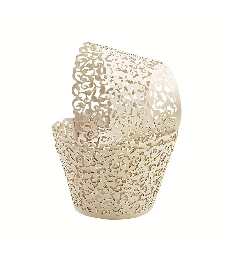 100 Pink Cupcake Wrappers Laser Cut Liners for Party Wedding Baking Decor - Image 1