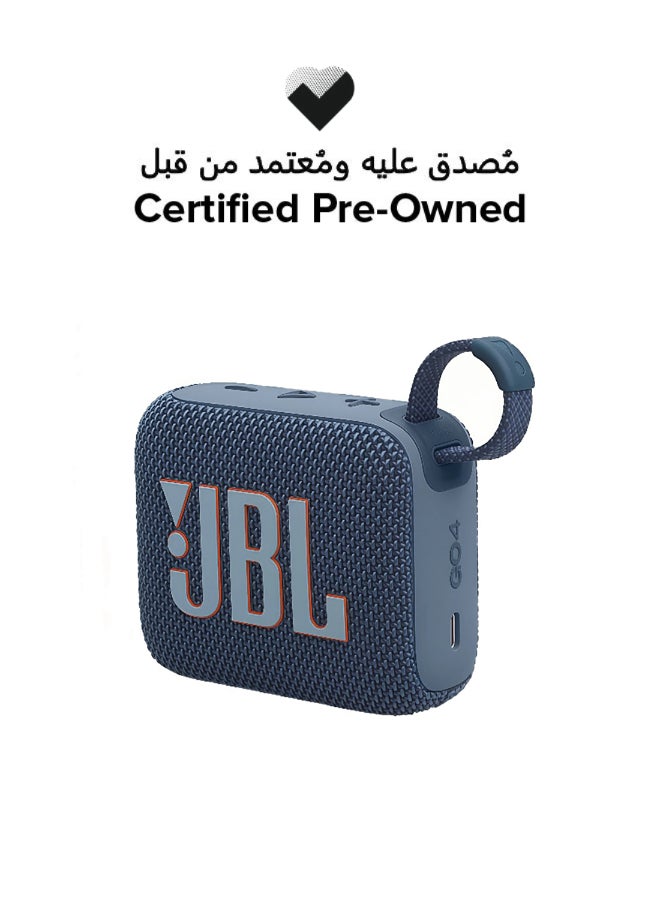 JBL Certified Pre Owned - Go4-Portable Waterproof and Dustproof Wireless Bluetooth Speaker, Big Pro Sound with Punchy bass,Built-in long-lasting battery, Made in Part with Recycled Materials Blue - Image 1