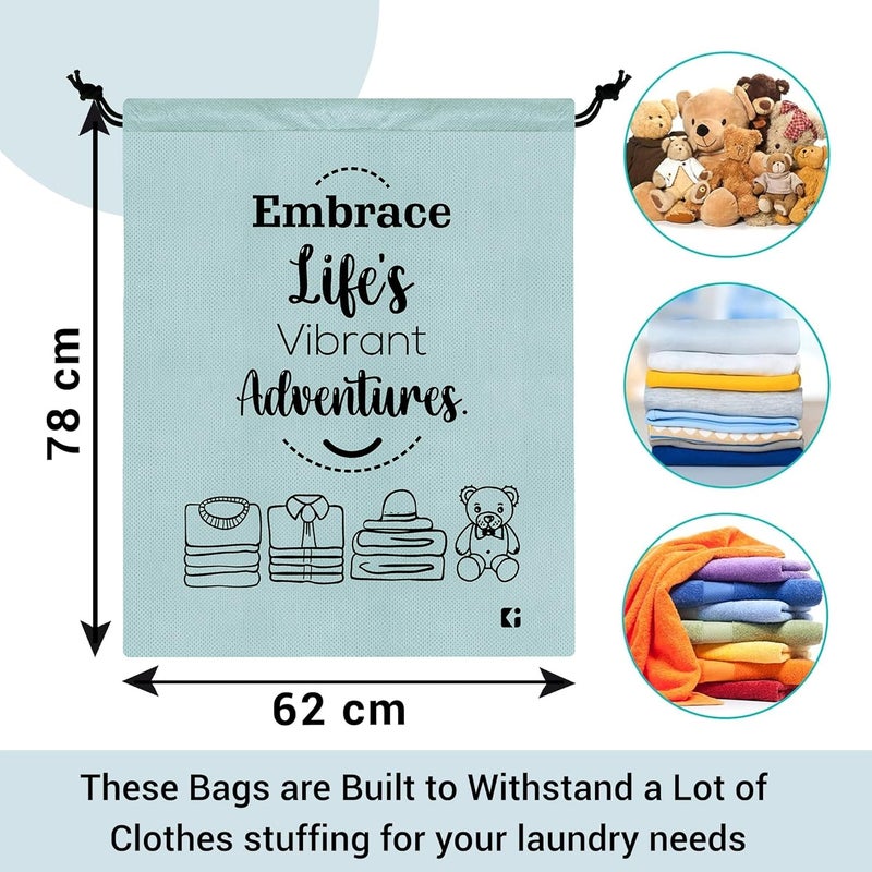 Kuber Industries Pack of 3 Cloth Storage Bag NonWoven Storage Organizer Travel Cloth Carrying Bag Garments Cover for Laundry Travel Storage Organizer for Clothing Large Grey - Image 3