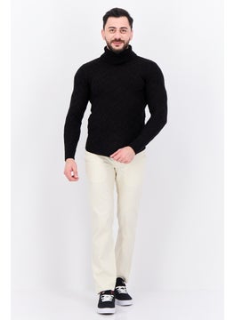 Sorbino Men Funnel Neck Pointelle Sweater, Black  - Image 4
