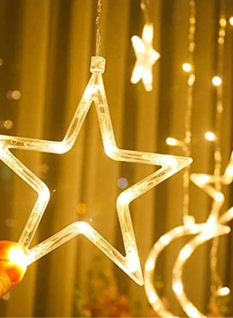 Festive Gallery 3.5M LED Ramadan Decorations Lights, Star Moon Curtain String Lights Lights For Home Ramadan Lights for Holiday Ramadan Decorations Wedding Party, Warm White - Image 2