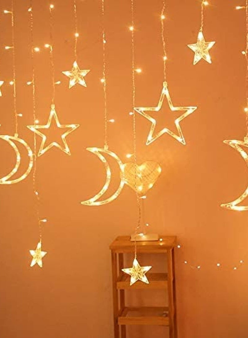 Festive Gallery 3.5M LED Ramadan Decorations Lights, Star Moon Curtain String Lights Lights For Home Ramadan Lights for Holiday Ramadan Decorations Wedding Party, Warm White - Image 3