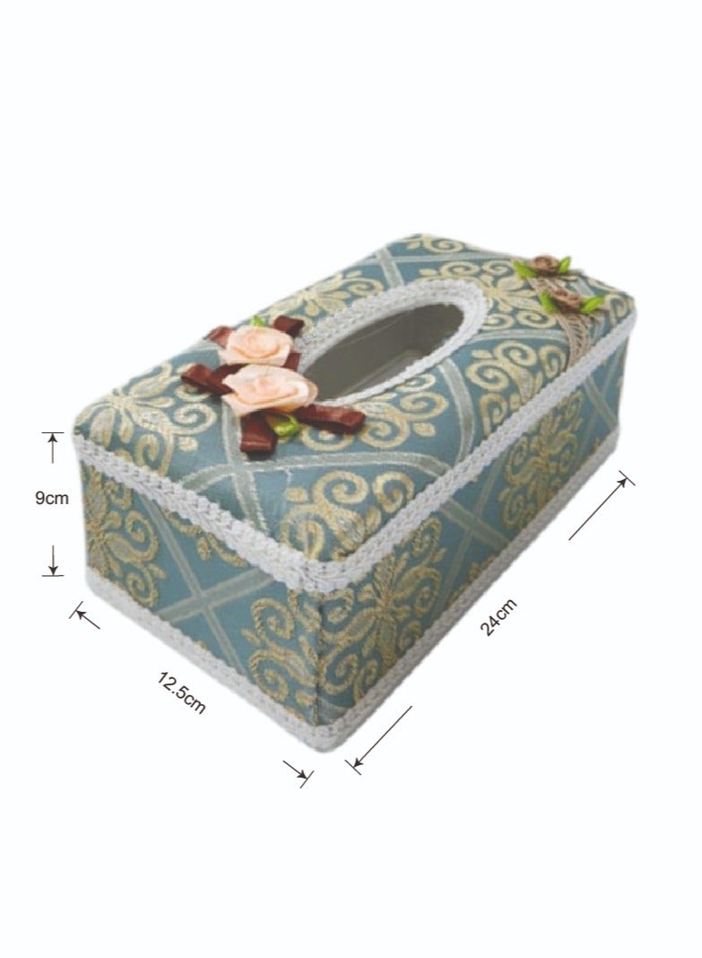 BABAZAM Tissue Box Holder Rectangle Durable Elegant & Stylish Tissue Box Holder for Living Room Office Home Table Décor 24x13x9cm Blue  - Image 1