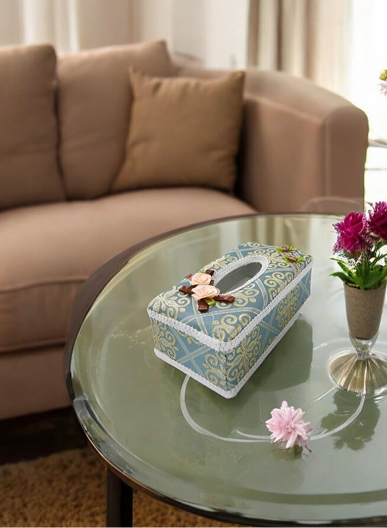BABAZAM Tissue Box Holder Rectangle Durable Elegant & Stylish Tissue Box Holder for Living Room Office Home Table Décor 24x13x9cm Blue  - Image 5