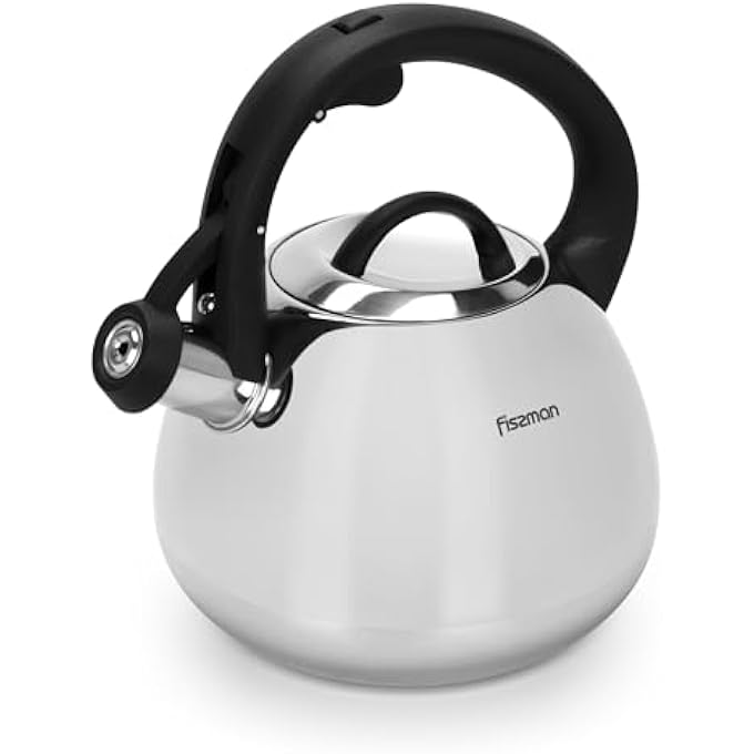 Fissman Whistling Tea Kettle 25L Stainless Steel 1810 Inox304 Kettle  MirrorPolished Finish  Bakelite Handle  Induction Bottom For All Cooktops  Indoor And Outdoor Cookware Dishwasher Safe - Image 1