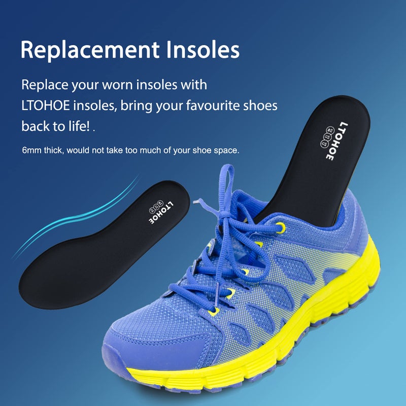 LTOHOE Memory Foam Insoles for Men, Replacement Shoe Inserts for Work Boot, Running Shoes, Hiking Shoes, Sneaker, Cushion Shoe Insoles Shock Absorbing for Foot Pain Relief, Comfort Inner Soles Black US 10 - Image 5