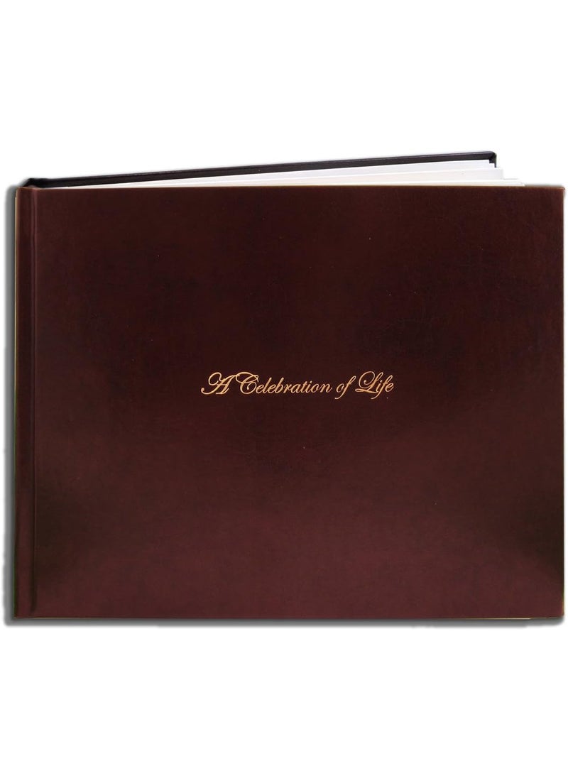 BookFactory BookFactory Funeral Guest Book A Celebration of Life  Bonded Leather Memorial BookMemorial Guest Books 48 Pages  8 78 x 7 Burgundy Section Sewn Hardbound LOG04897CSXM FuneralREGFX  - Image 1