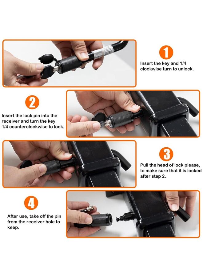 Trailer Hitch Receiver Lock, Dogbone Style Hitch Pin Lock Bent Pin for Class Receiver, Fits Bike Rack Tray Ball Mount for Towing Trailer Truck Car Boat RV - Image 4