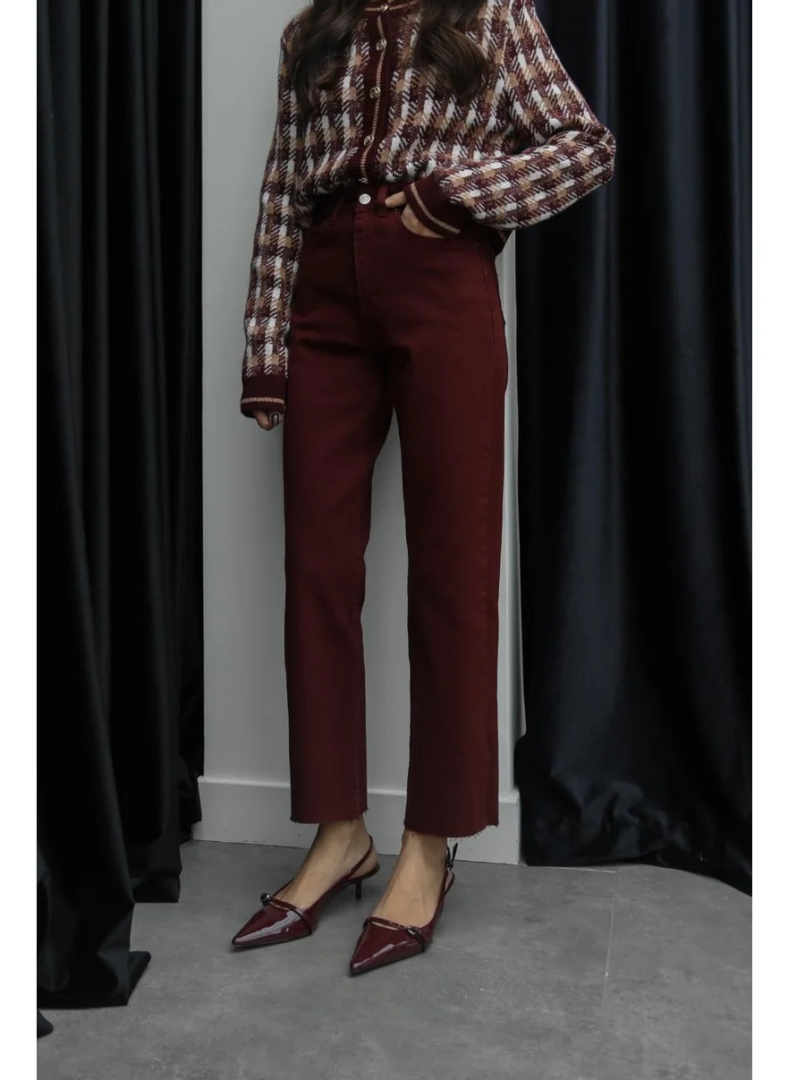 Havoş Claret Red Boy Fit Cut Leg Jeans