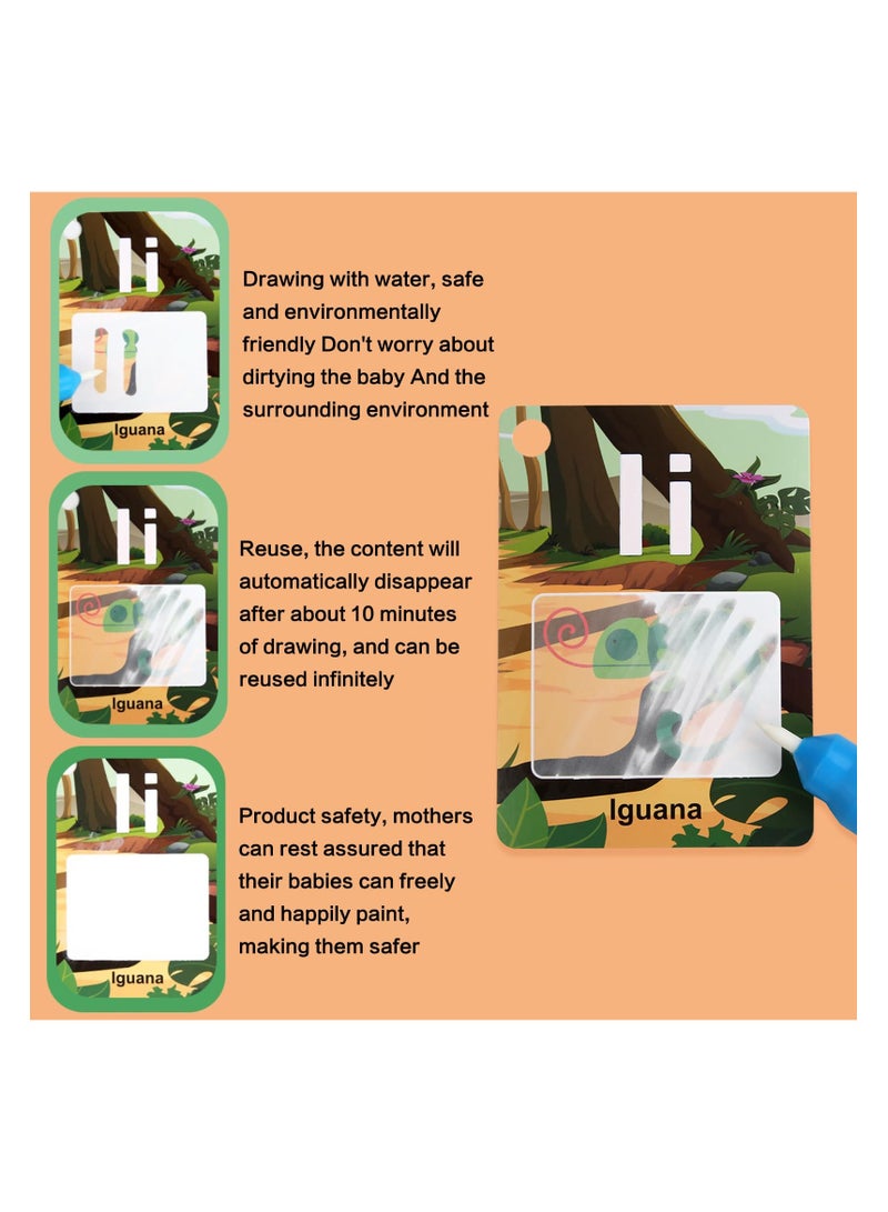 SYOSI Alphabet Water Coloring Cards | Educational Toys for Toddlers | ABC Letter Learning Set | Reusable Water Coloring Toy | Perfect Gift for 3-5 Year Old Kids - Image 4