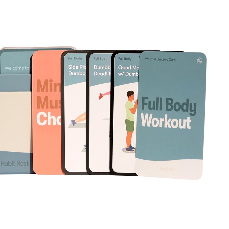 Habit Nest Dumbbell Elevate Exercise Cards: Home Workout Series Card Deck - Comprehensive At-Home Fitness System with 65 Exercises, 8 Bonus Challenges, and 4 Unique Workout Formats. - Image 2