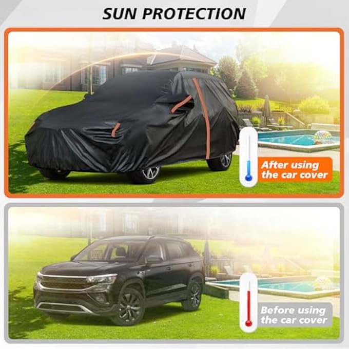rayihni Waterproof Car Cover for Volkswagen Taos 2022-2025, Custom Fit SUV Car Cover with Door Zipper/Windproof Bands/Reflective Strip,Outdoor Car Covers, Snow Car Covers Sun Dust Protection-175.8x72.5x64.4in - Image 3