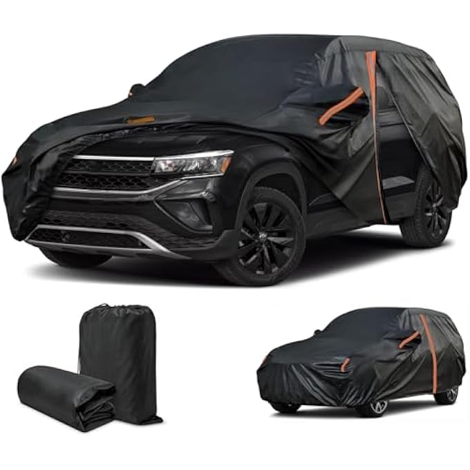 rayihni Waterproof Car Cover for Volkswagen Taos 2022-2025, Custom Fit SUV Car Cover with Door Zipper/Windproof Bands/Reflective Strip,Outdoor Car Covers, Snow Car Covers Sun Dust Protection-175.8x72.5x64.4in - Image 2