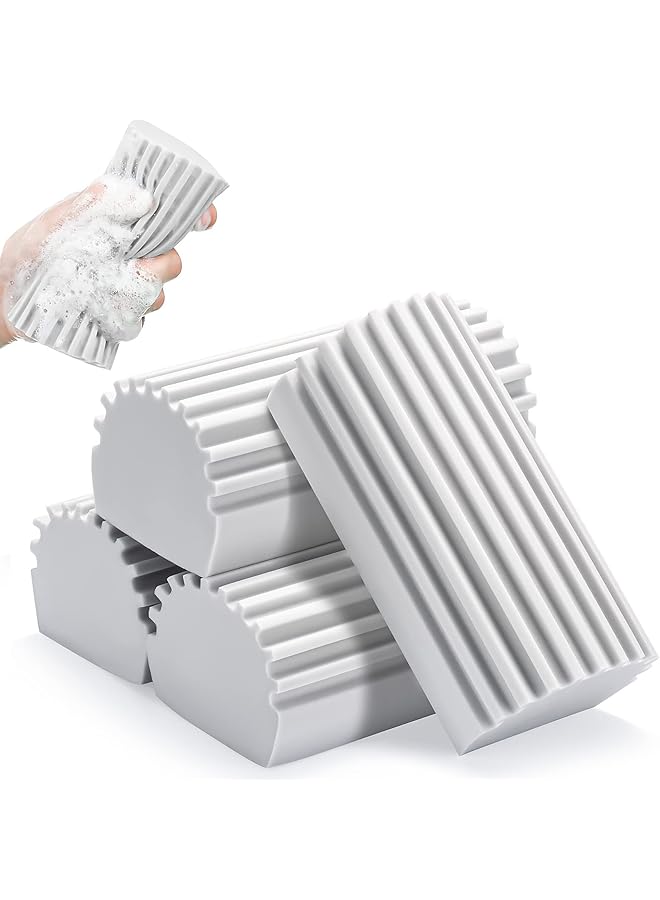 promass Sponges Cleaning Brush, 4 Pcs Reusable Dusters for Cleaning Household Use, Baseboard Cleaner Tool, for Scrub Fan, Ceiling, Kitchen Dish, Blinds, Glass Window, Track Grooves, and Faucets - Image 1