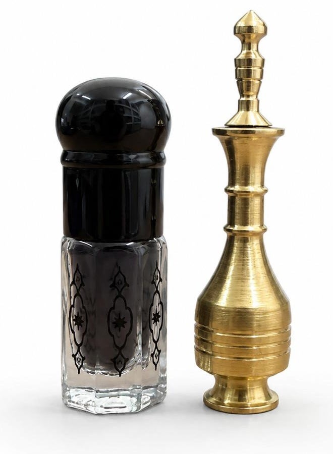 كحل إثمد أسود نقي 100% - ربع تولة مع مكحلة نحاس - Image 1