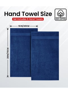 Infinitee Xclusives Premium Navy Blue Hand Towels - Pack of 6, 16 x 28 Inches (41 x 71cm) Bathroom Hand Towel Set, Hotel & Spa Quality Hand Towels for Bathroom, Highly Absorbent and Super Soft Bathroom Towels by Infinitee Xclusives  - Image 2