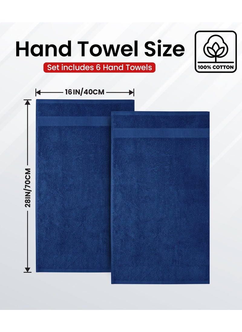 Infinitee Xclusives Premium Navy Blue Hand Towels - Pack of 6, 16 x 28 Inches (41 x 71cm) Bathroom Hand Towel Set, Hotel & Spa Quality Hand Towels for Bathroom, Highly Absorbent and Super Soft Bathroom Towels by Infinitee Xclusives  - Image 2