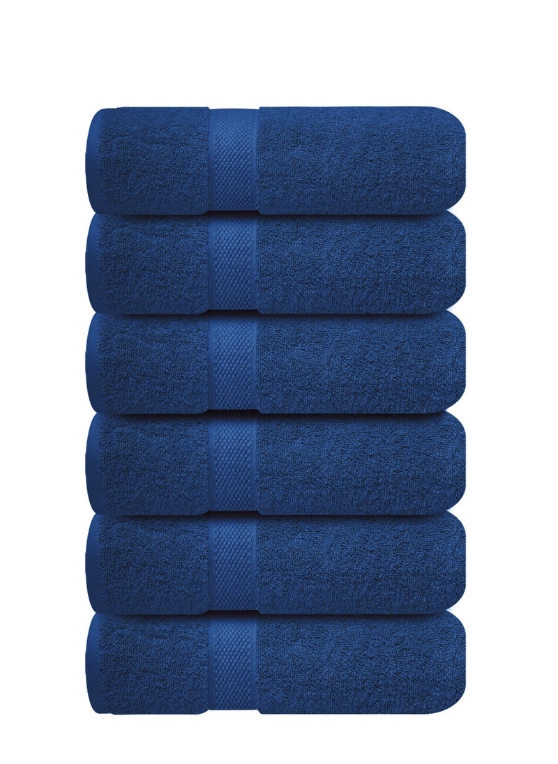 Infinitee Xclusives Premium Navy Blue Hand Towels - Pack of 6, 16 x 28 Inches (41 x 71cm) Bathroom Hand Towel Set, Hotel & Spa Quality Hand Towels for Bathroom, Highly Absorbent and Super Soft Bathroom Towels by Infinitee Xclusives  - Image 1